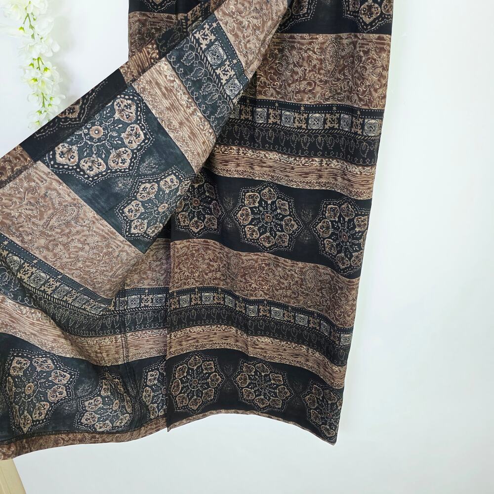 Vintage Wrap Maxi Skirt Size 8 Black Brown Medallion Print Dark Boho Grunge 90s - Picture 10 of 12